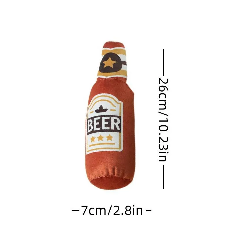 Plush Dog Toys Beer Bottle Shaped Squeaky Interactive Playing Supplies