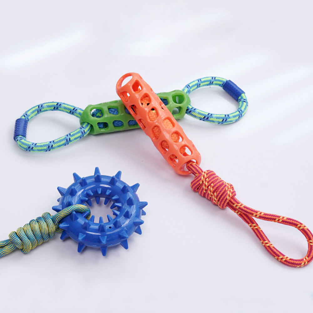 Durable TPE Thick Cotton Rope Indestructible Dental Cleaning Teething Interactive Dog Chew Toy for Aggressive Chewers
