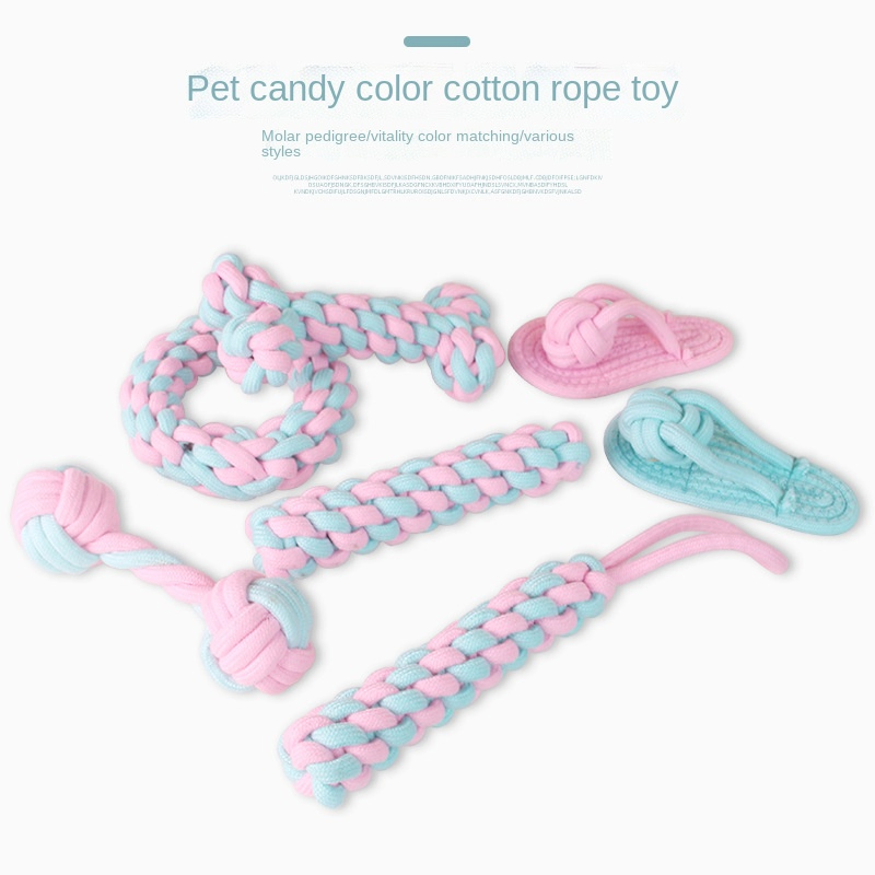 Candy-Colored Teething Stick Set Woven Cotton Rope Dog Toy Pet Supplies
