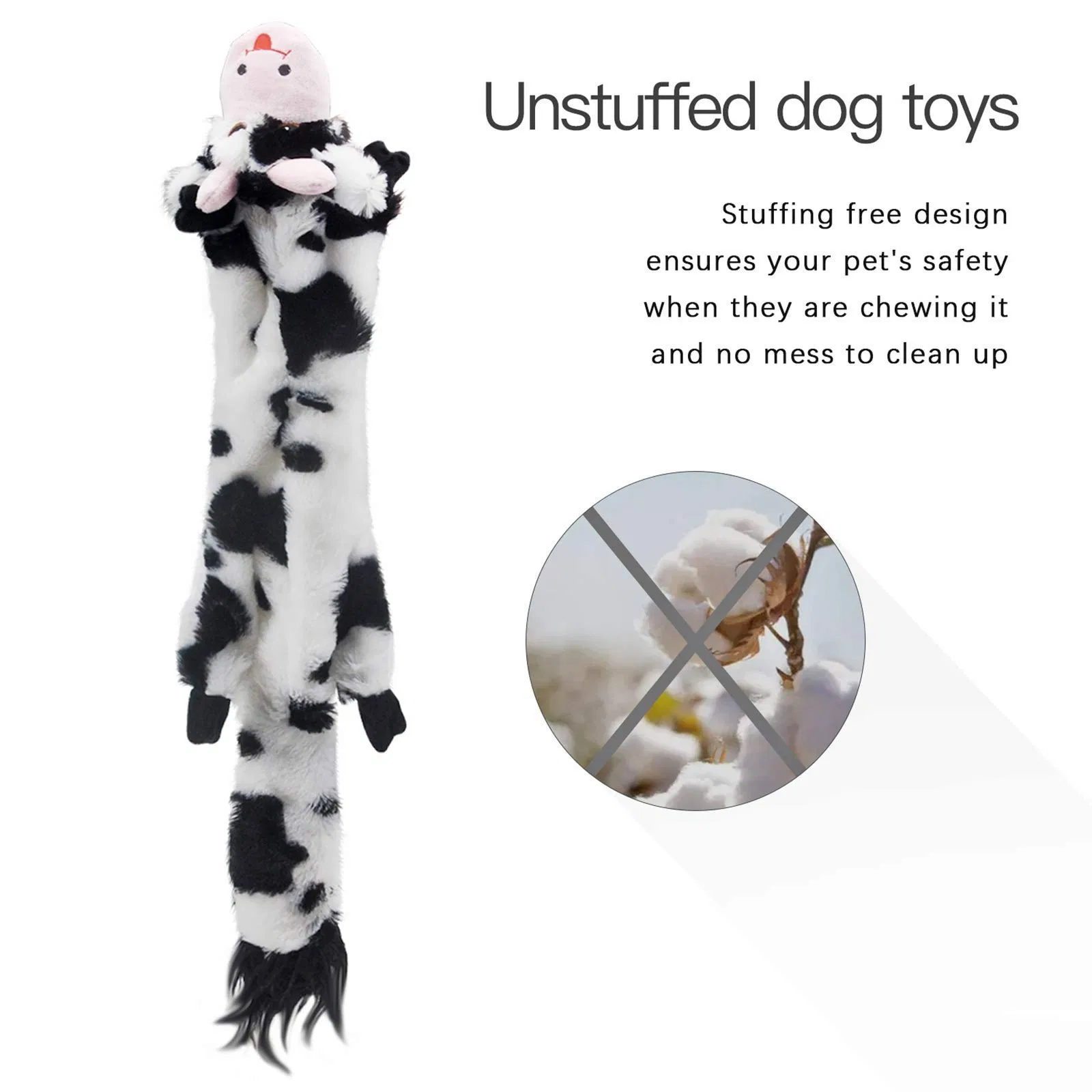 5 Pack Dog Squeaky Toys, No Stuffing Plush Crinkle Animal Chew Toys for Large Medium Small Dogs Puppy Teething Pet Dog Toy