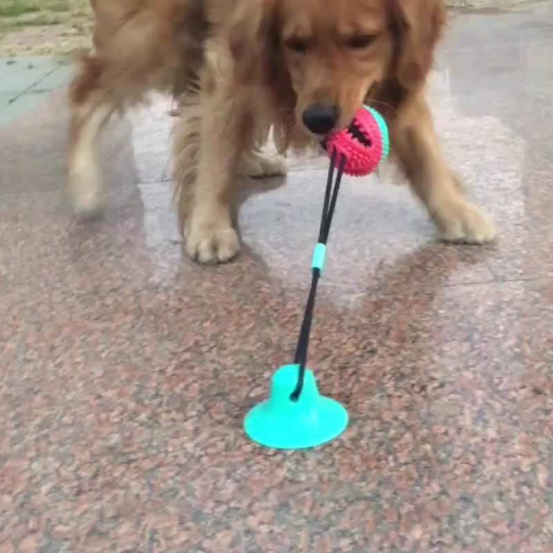 Interactive Dog Suction Cup Toys with Food Leakage Durable Rubber Training Ball for Dog Puzzle Treat Food and Tug-of-war Play
