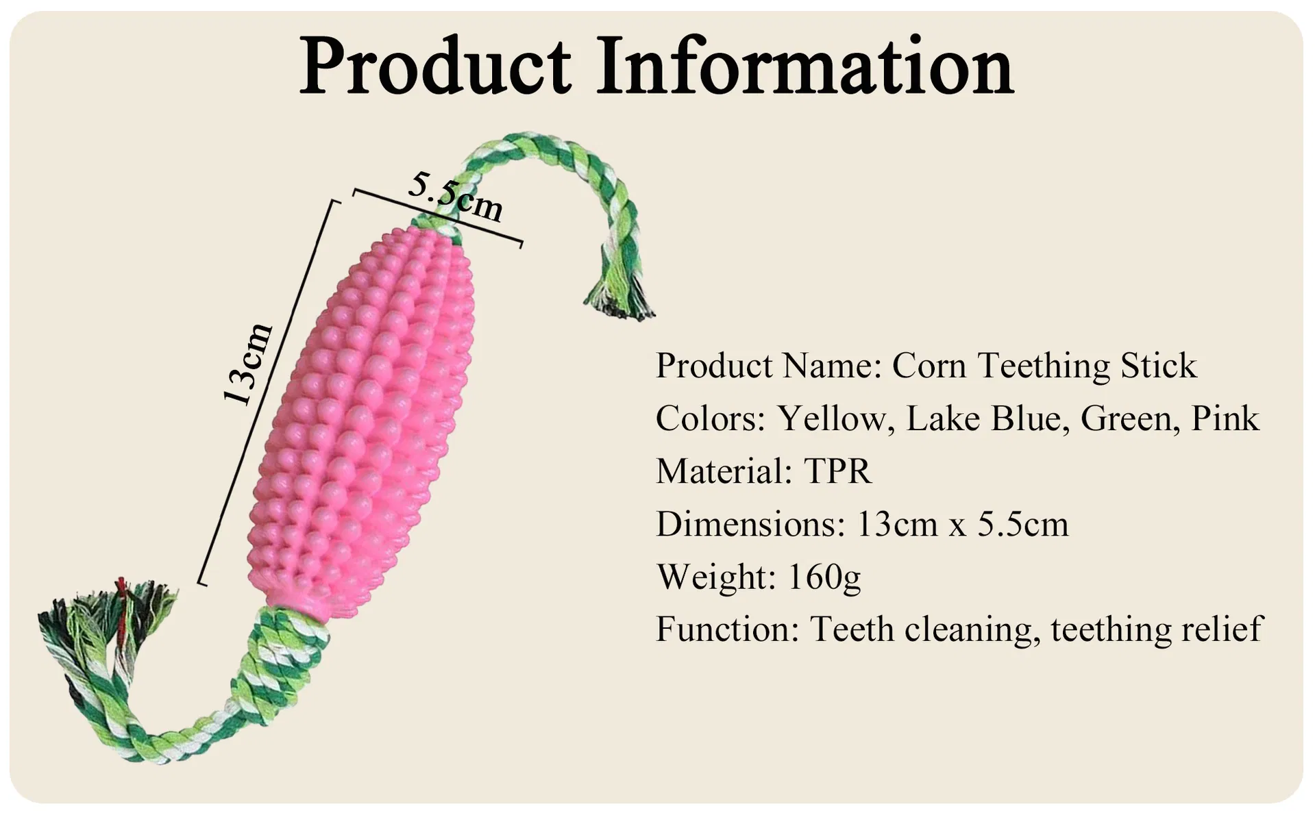 Durable TPR Corn Stick Toy for Pet Dogs Puppy Teeth Cleaning Chew Toy
