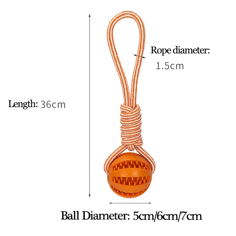 Interactive Rubber Nylon Dog Rope Ball Toys Bite-resistant Watermelon Shaped Molar Cleaning Leak-proof Food Safe Puppies