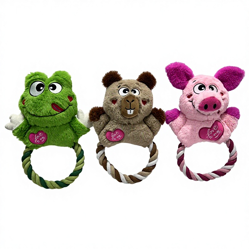 Hot-Selling Hanging Package Design Soft Plush Fabric Pet Rope Ring Toy For Outdoor Dog Tug Play