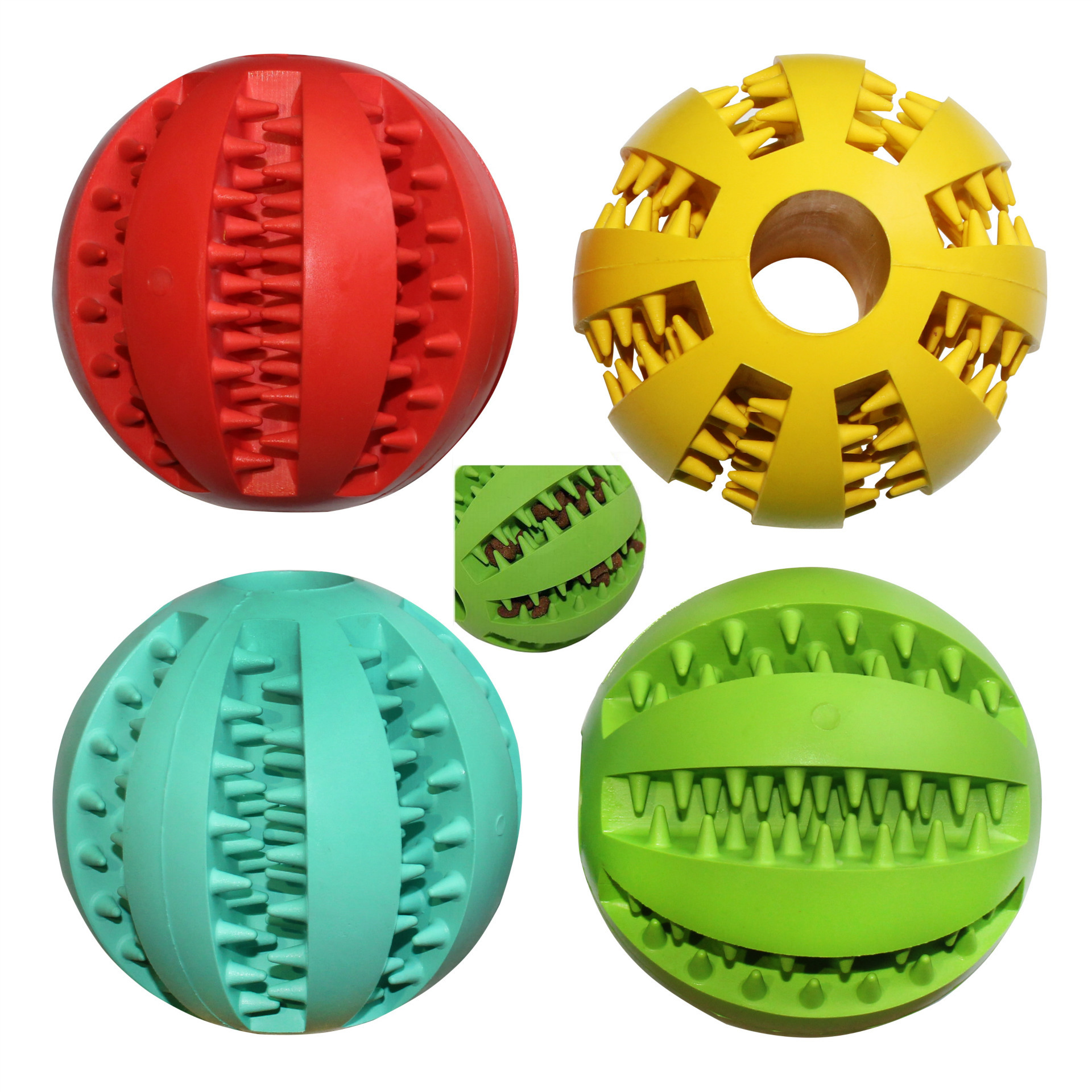 Factory Custom BPA-Free Natural Rubber Mint Tough Durable Interactive Pet Dog Chew Ball Toy For Aggressive Chewers