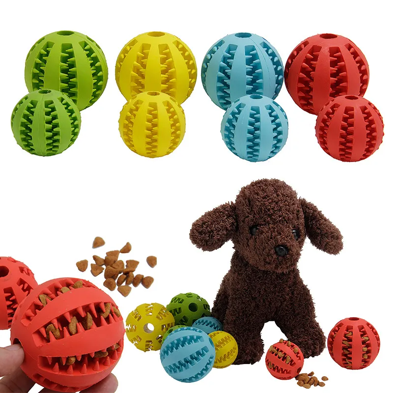 Nontoxic Bite Resistant Toy Ball for Pet Dogs Puppy Cat Dog Pet Food Treat Feeder Chew Tooth Cleaning Ball