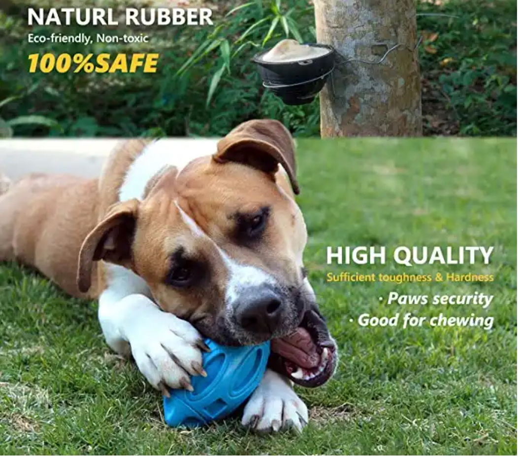 Squeaky Dog Toys for Aggressive Chewers Rubber Puppy Chew Ball