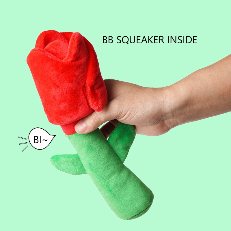 Hot Sale Rose Durable Eco Friendly Hide and Seek Indestructable Interactive Squeaky Plush Pet Dog Chew Toys