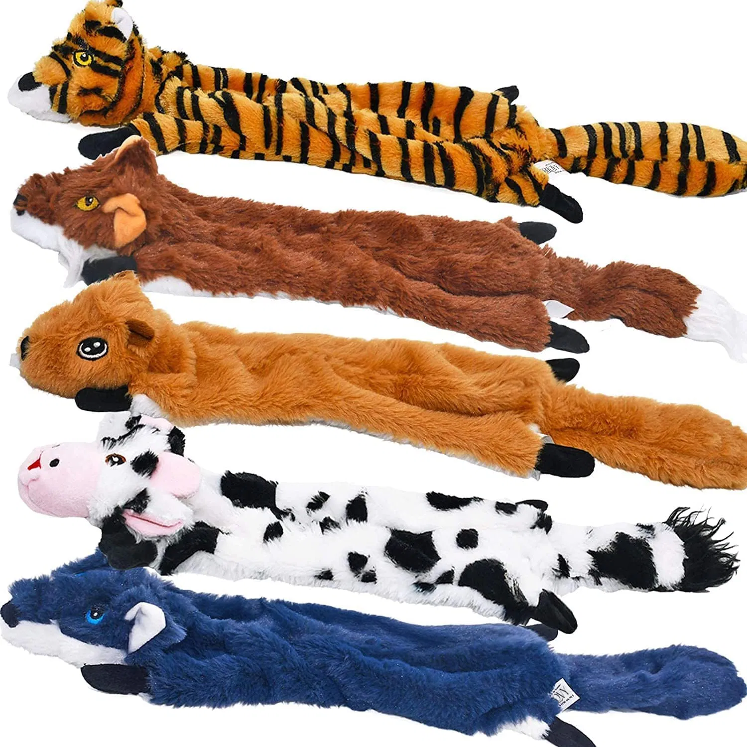5 Pack Dog Squeaky Toys, No Stuffing Plush Crinkle Animal Chew Toys for Large Medium Small Dogs Puppy Teething Pet Dog Toy