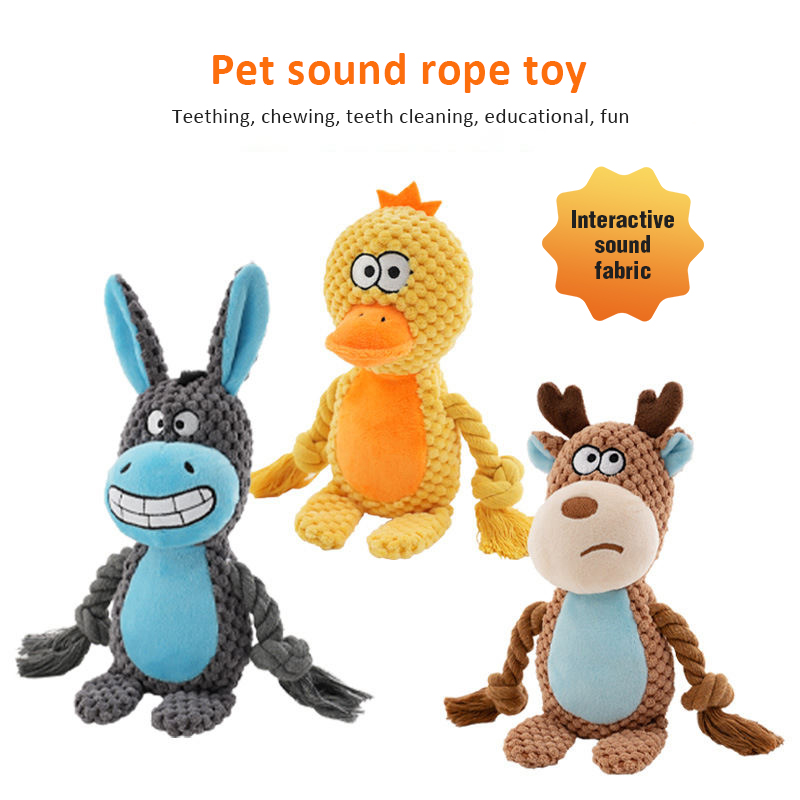 Custom Eco Friendly Squeaky Dog Chew Toys Durable Stuffed Animal Sound Pet Plush Toy for Aggressive Chewers Puppy Teeth Clean