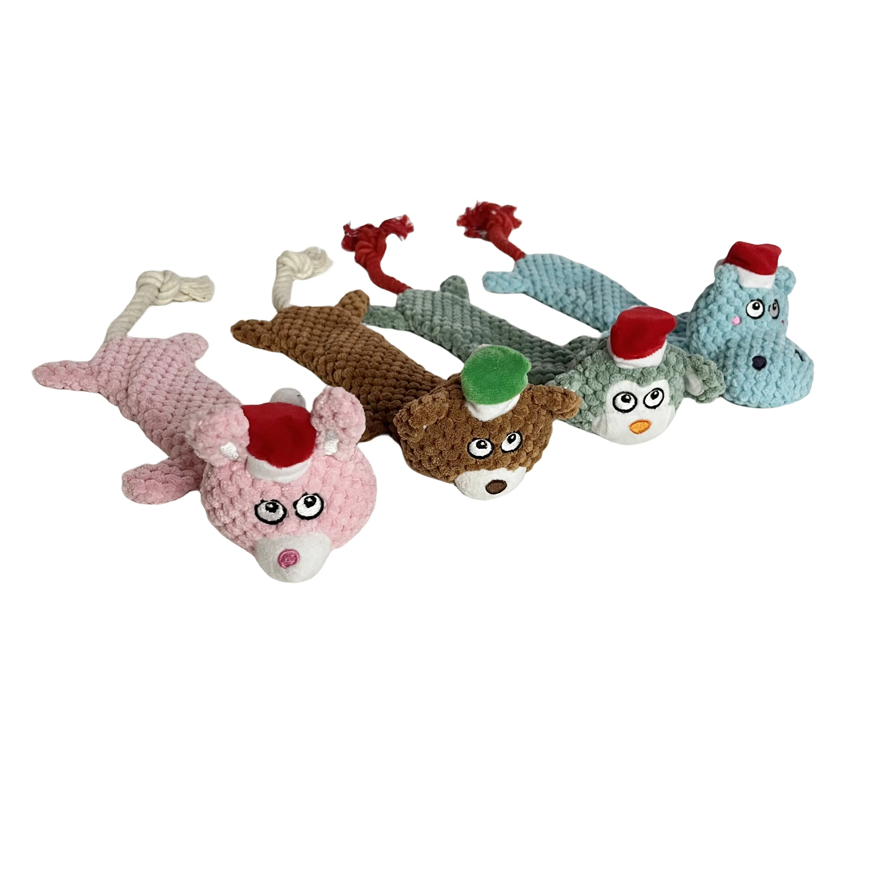 Durable Christmas Interactive Dog Toy Squeaky Doy Toy Plush and Rope