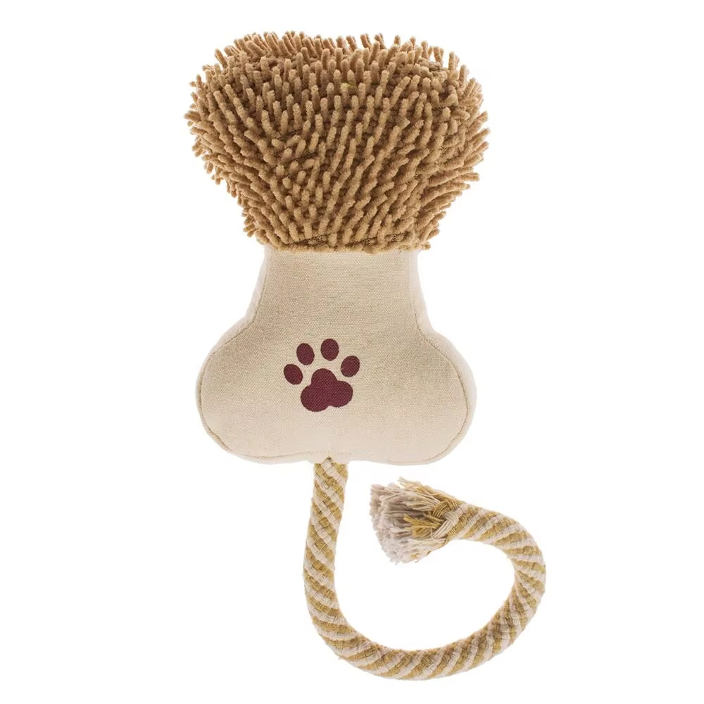 Dog Chew Toy Pet Interactive Dog Chew Toy Durable Bite-Resistant Plush Squeaky Chew Set Bone Shaped Rope and Cotton Toys WJ-43