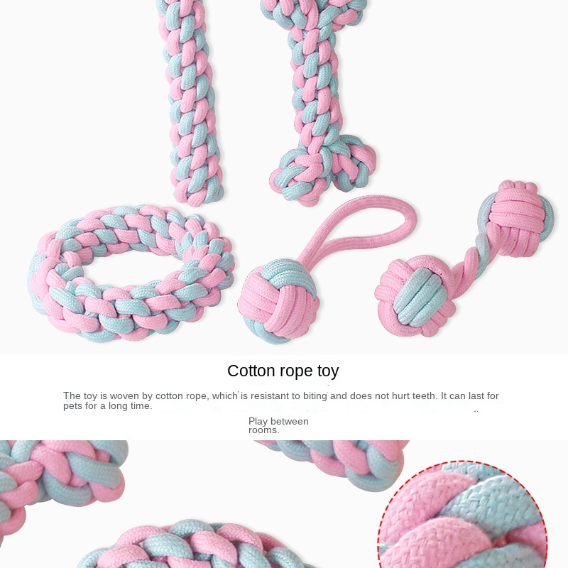 Candy-Colored Teething Stick Set Woven Cotton Rope Dog Toy Pet Supplies
