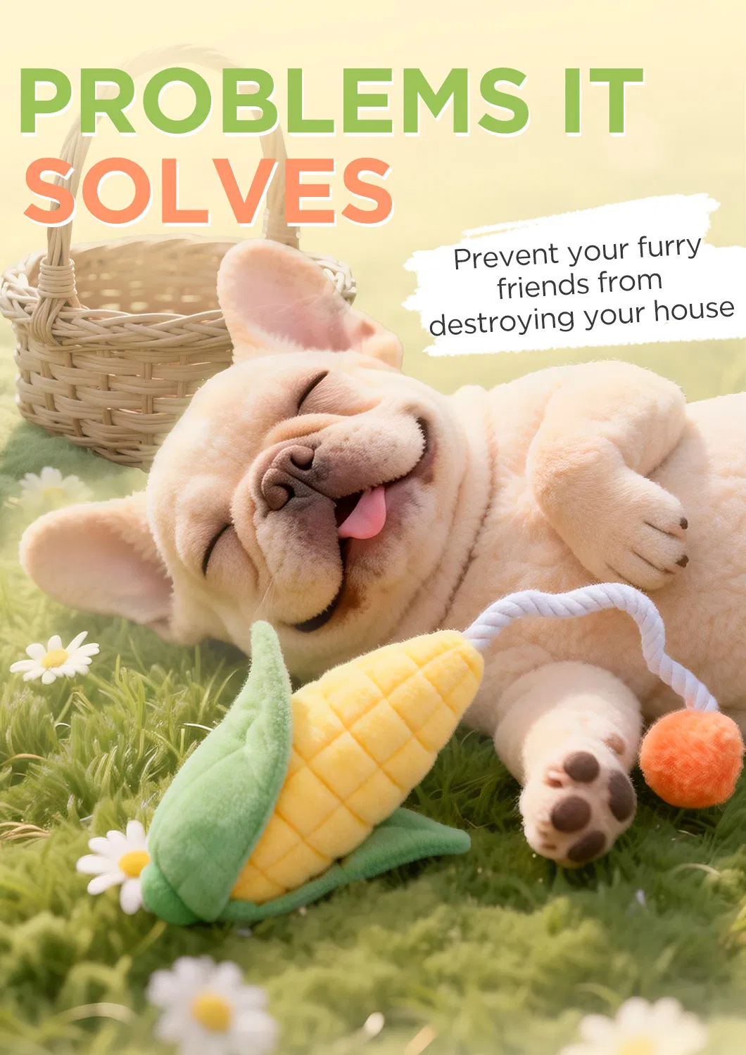 Pet Products Factory Custom Cute Corn Plush Dog Rope Chew Toy