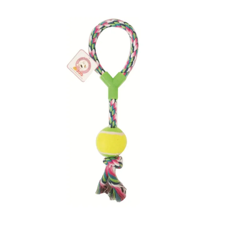 Wholesale Puppy Chew Teeth Cleaning Pet Playing Ball Cotton Dog Rope Ball Toy