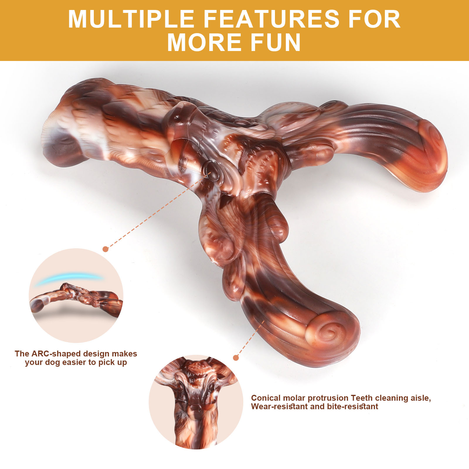 Eco-Friendly Anti-Anxiety Training Dog Toy Durable Indestructible Deer Horn Chew with Beef Flavor Made of Nylon
