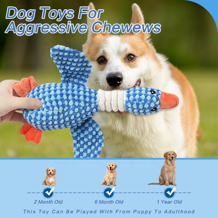 Sustainable Animal Shaped Squeaky Dog Toys Durable Chewing Plush for Big Dogs Pet Squeak Play Feature