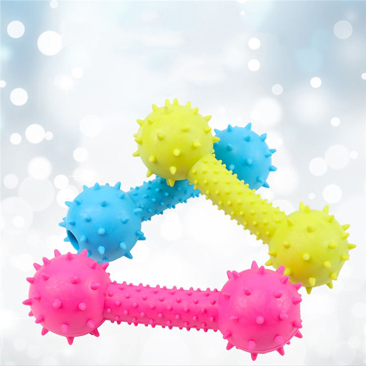 Eco-friendly Rubber Pet Dumbbell Chew Toy Suitable for Dog Cleaning and Agility Training