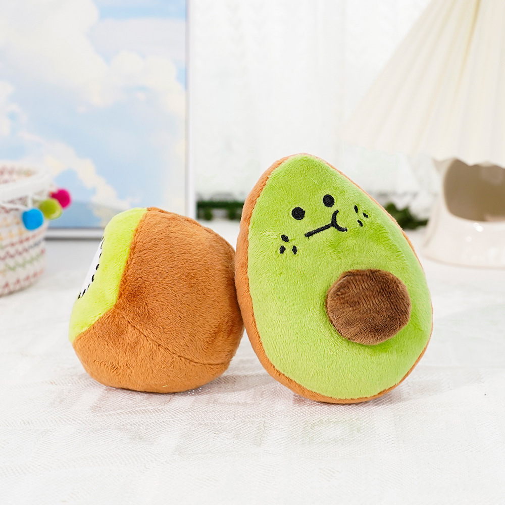 New Arrival Fruit Plush Toys For Dog Puppy Avocado Cute Pet Interactive Squeaky Toy Soft Squeak Dog Toy