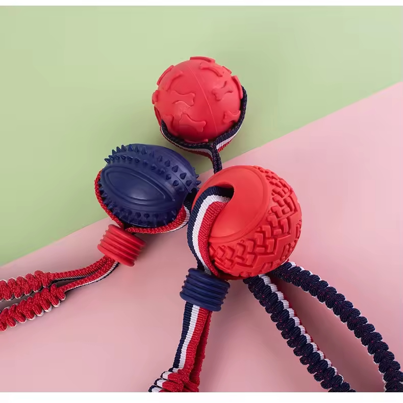 Indestructible Interactive Dog Ball Toy PVC and Nylon Material Popular for Aggressive Chewers Rubber Pet Chew Toy