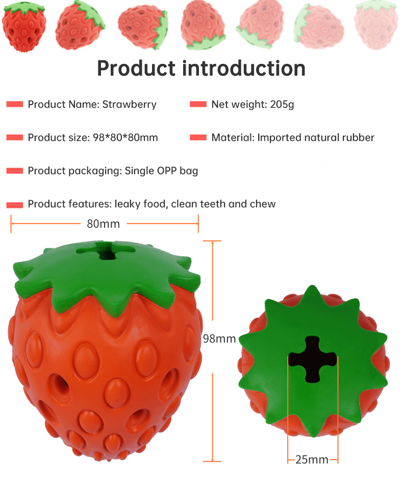 Wholesale Eco-Friendly Rubber Chew Toys for Aggressive Dogs with Strawberry Christmas Design