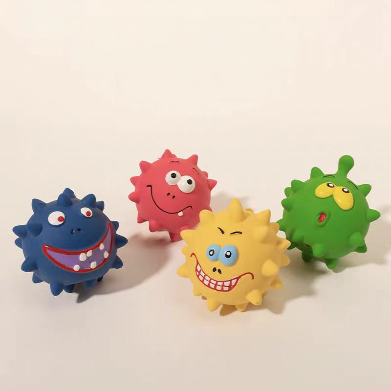Squeaky Cute Reward Training Dog Toy Small Size Latex Spike Ball for Obedience Classes