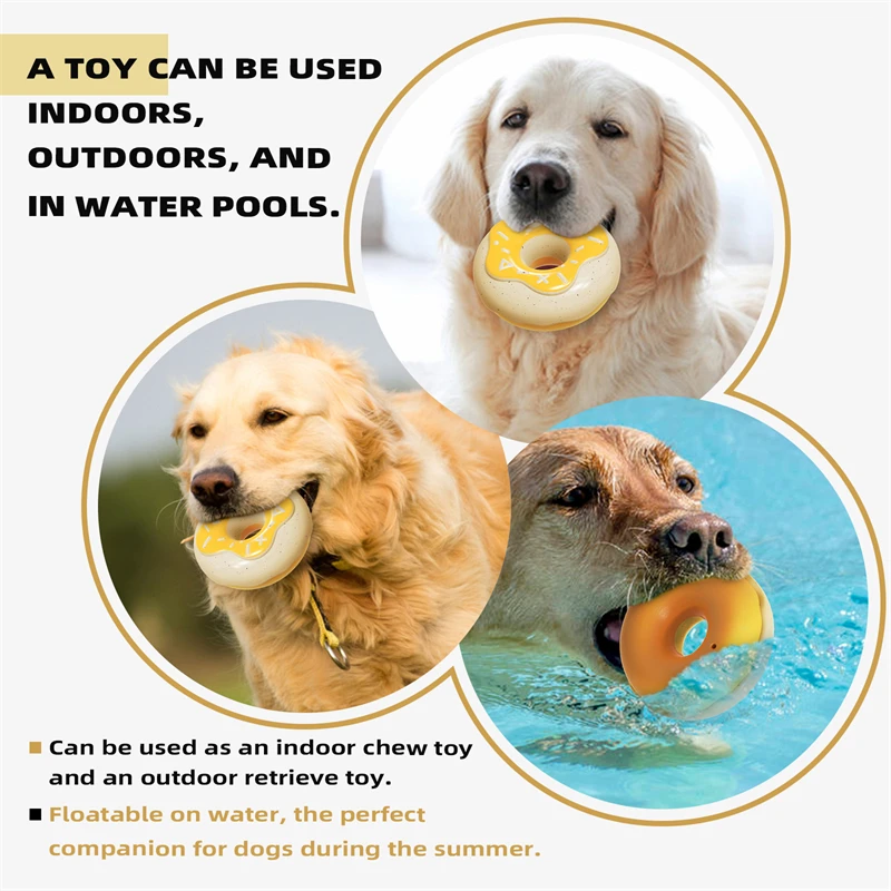 Large Dog Squeak Chew Toys Donuts Style Creamy Fragrance Floating Pet Toys for Training Outdoor