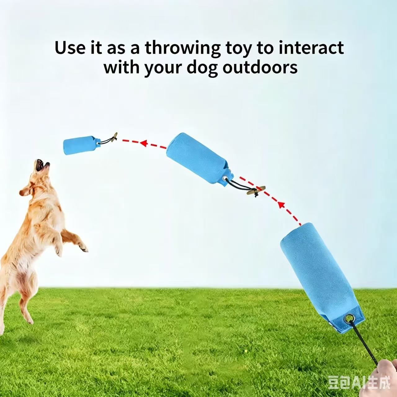 Floating Canvas Dog Training Dummy Bumper Plastic Pellet Filled Interactive Retrieval Toy for Water &amp; Land Training
