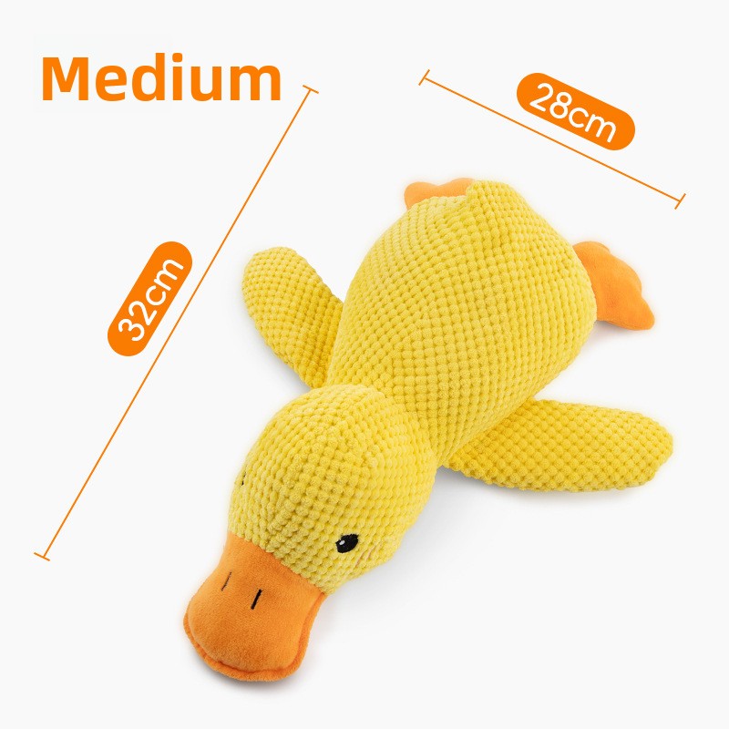 Yellow Plush Luxury Dog Chew Toy Eco-Friendly Squeaky Duck Sleeping Figure Durable Cotton PP Classic Cartoon Animal Print