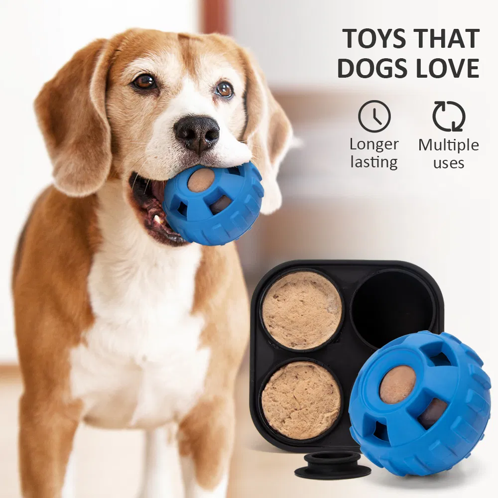 Natural Rubber Dog Chew Toy Ball Durable Cartoon Dog Treat Holes Puzzle Food Dispenser Natural Rubber Dog Toy Ring