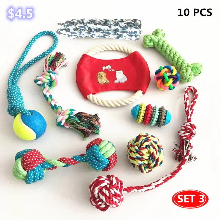 Pack Puppy Cotton Durable Dog Rope Chew Toy Set Pet Toys Set
