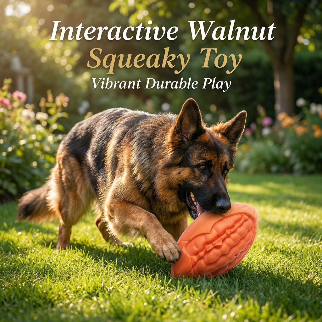 Custom Durable Squeaky Walnut Dog Toy Natural Rubber Teeth Cleaning Pet Chew Toy for Large Dogs