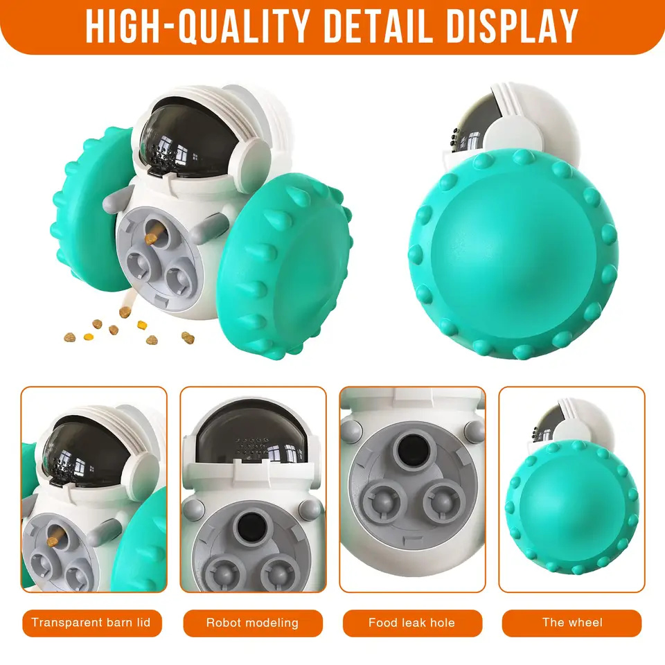 Bite Resistant Slow Feeder Treat Dispensing Robot Interactive Dog Toys-Bite Resistant Slow Feeder Treat Dispensing Dog Toys