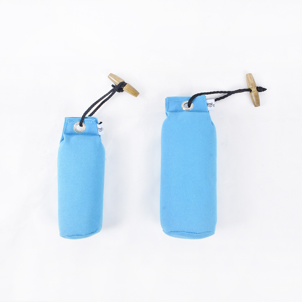 Floating Canvas Dog Training Dummy Bumper Plastic Pellet Filled Interactive Retrieval Toy for Water &amp; Land Training