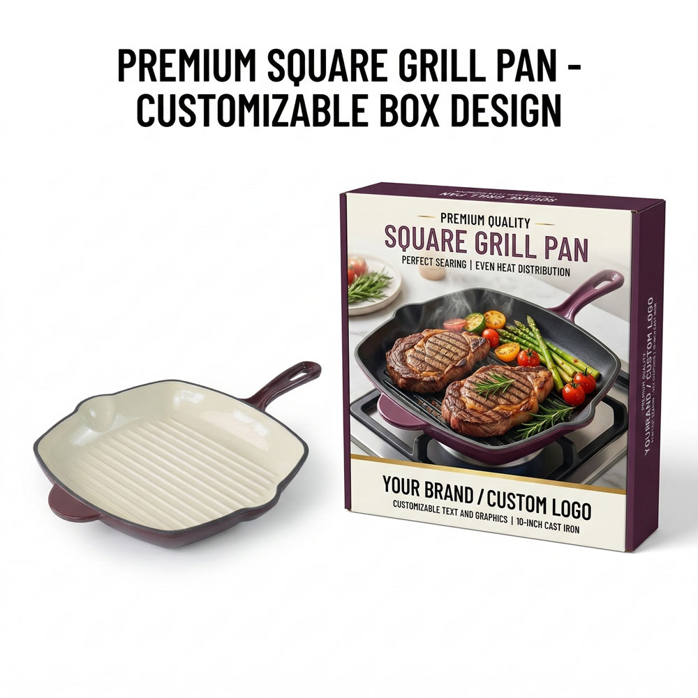 E-TOP Cast Iron Grill Pan Durable Non Stick Toxic Free Skillet Custom Wholesale Frying Pan Panelas Antiaderente Topfe Pfannen