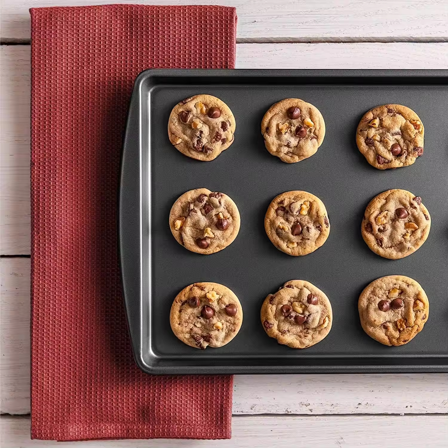 3-Piece Nonstick Baking Sheet Set, Carbon Steel Cookie Sheet Pans, Stackable Oven Safe Bakeware for Home Baking