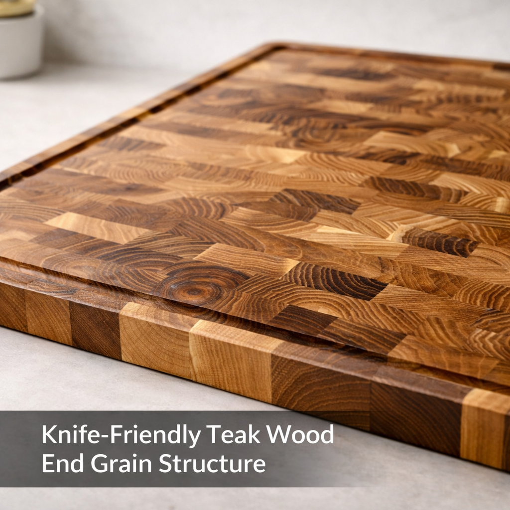 Large End Grain Teak Wood Cutting Board Chopping Blocks Serving Meat Kitchen Chopping Boards Gift with Juice Groove