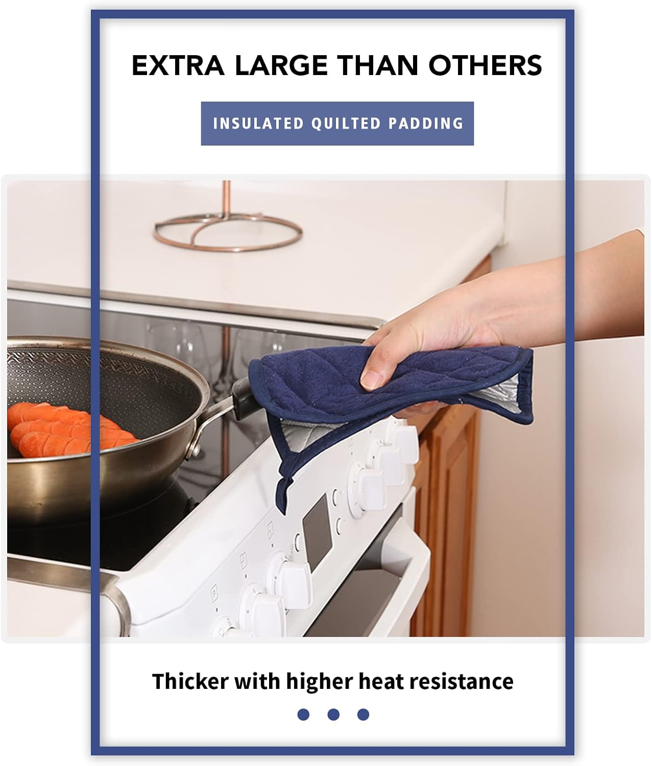 Custom Logo Oven Mitts Heat Resistant Dishwasher Safe Cotton+Polyester Pot Holders &amp; Trivet for Cooking Baking BBQ Hangable