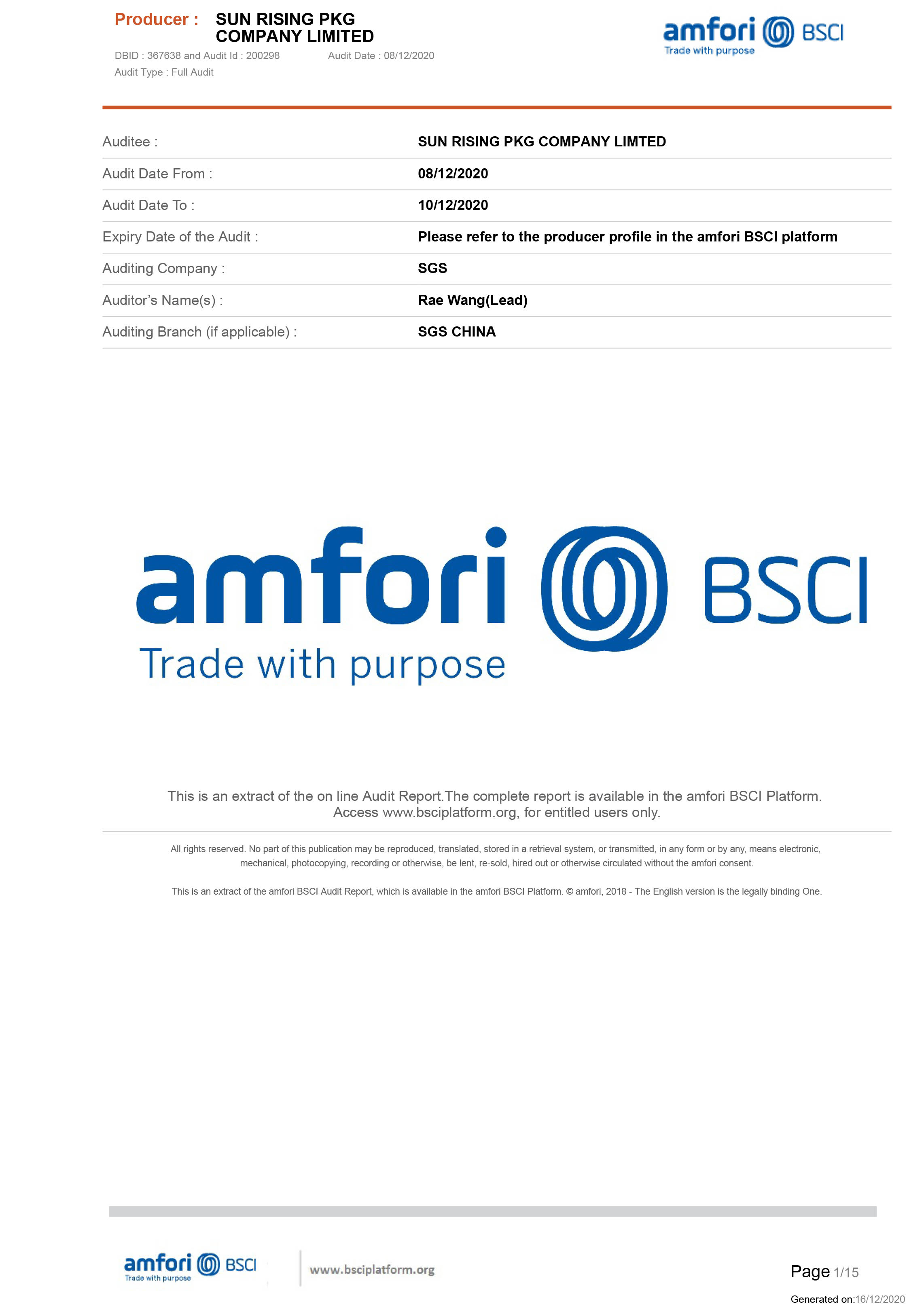 Certification