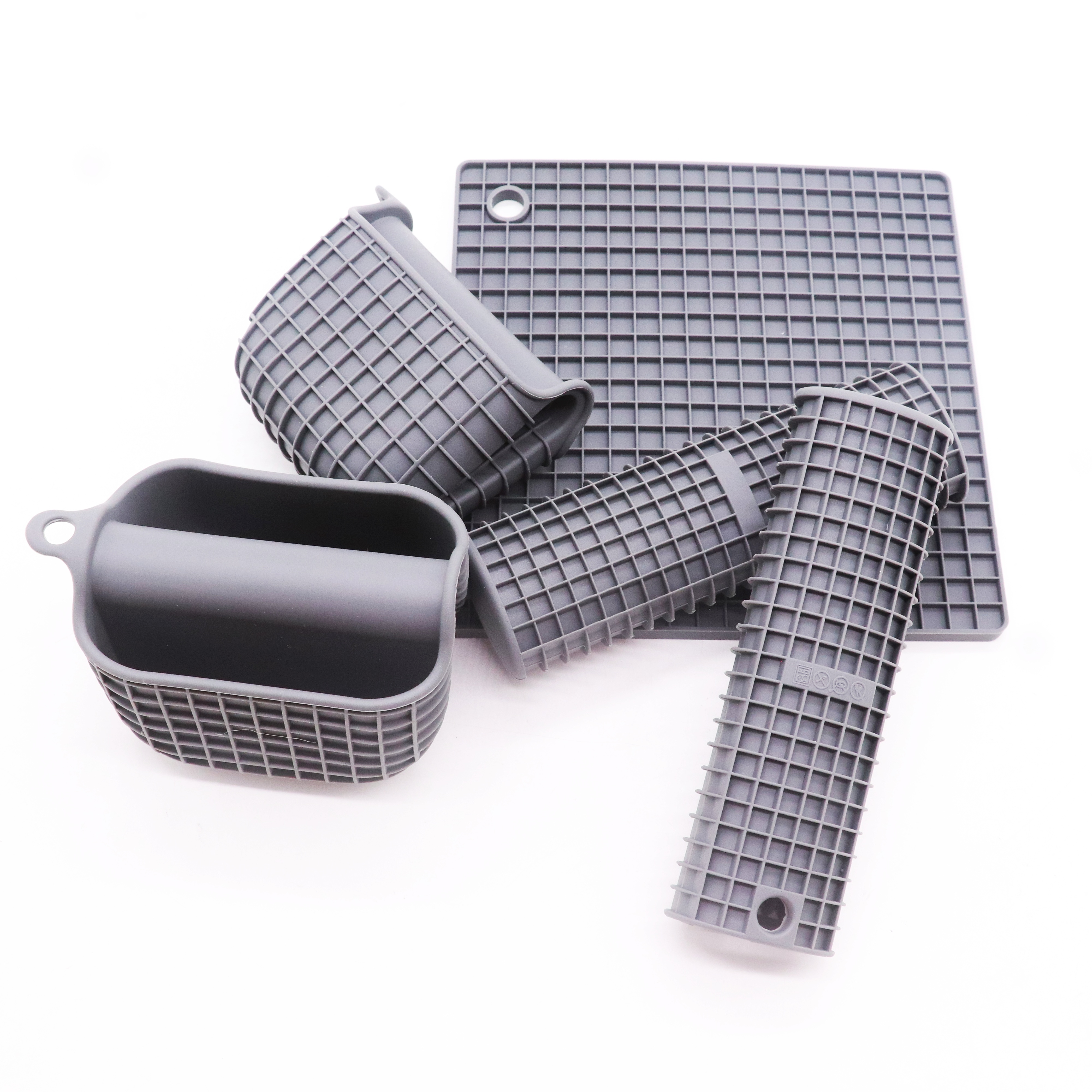 Non-slip Silicone Trivet and Oven Mitts and Pot Holders Sets for Kitchen Baking Cooking