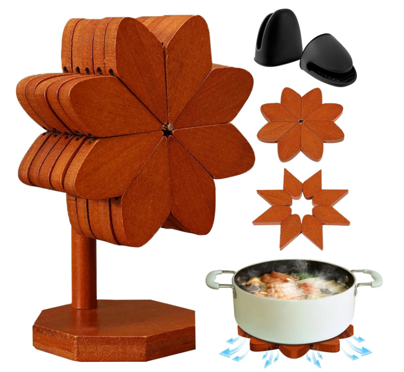 High Quality Hot Dishes Oven Mitts Wood Tree Trivet Set Decorative WindmillShape Tree Trivets Hot Dishes Wooden Tree Coasters