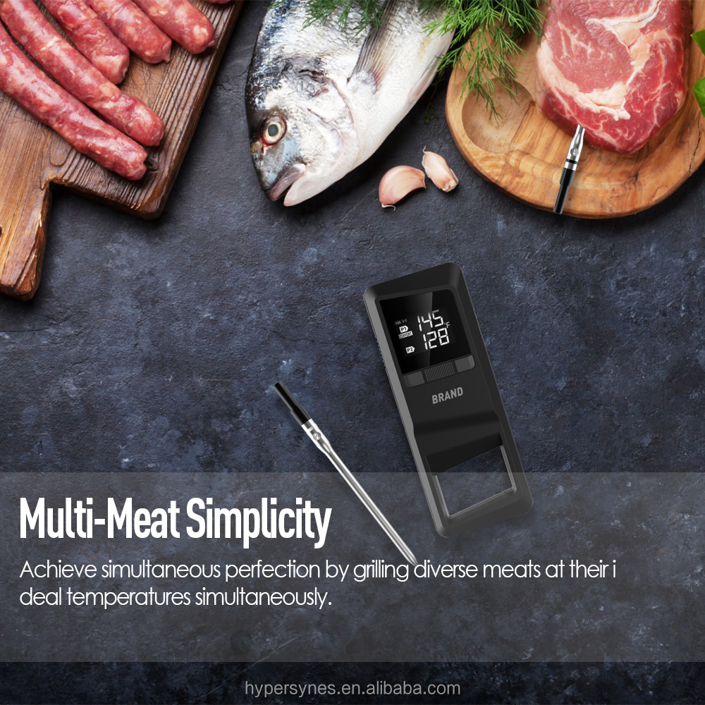 Tuya Digital Bluetooth Wireless Meat Thermometer 170M Range with Backlight Remote and Stainless Steel Probe Metal Construction