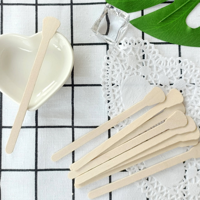 Ail Salon Eco-Friendly Disposable 3.5'' Mini Round Flat Craft Wooden Spatula Small Cosmetic Wooden Sticks For Waxing