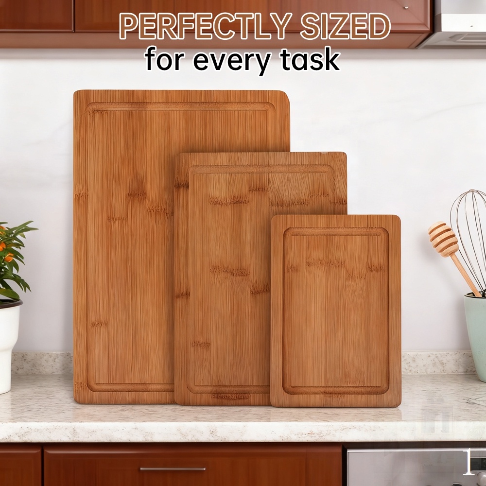 Set of 3 Carbon Bamboo Cutting Board Kitchen Wooden Luxury High Quality Chopping Butcher Block Dark Board 2026 New Arrival