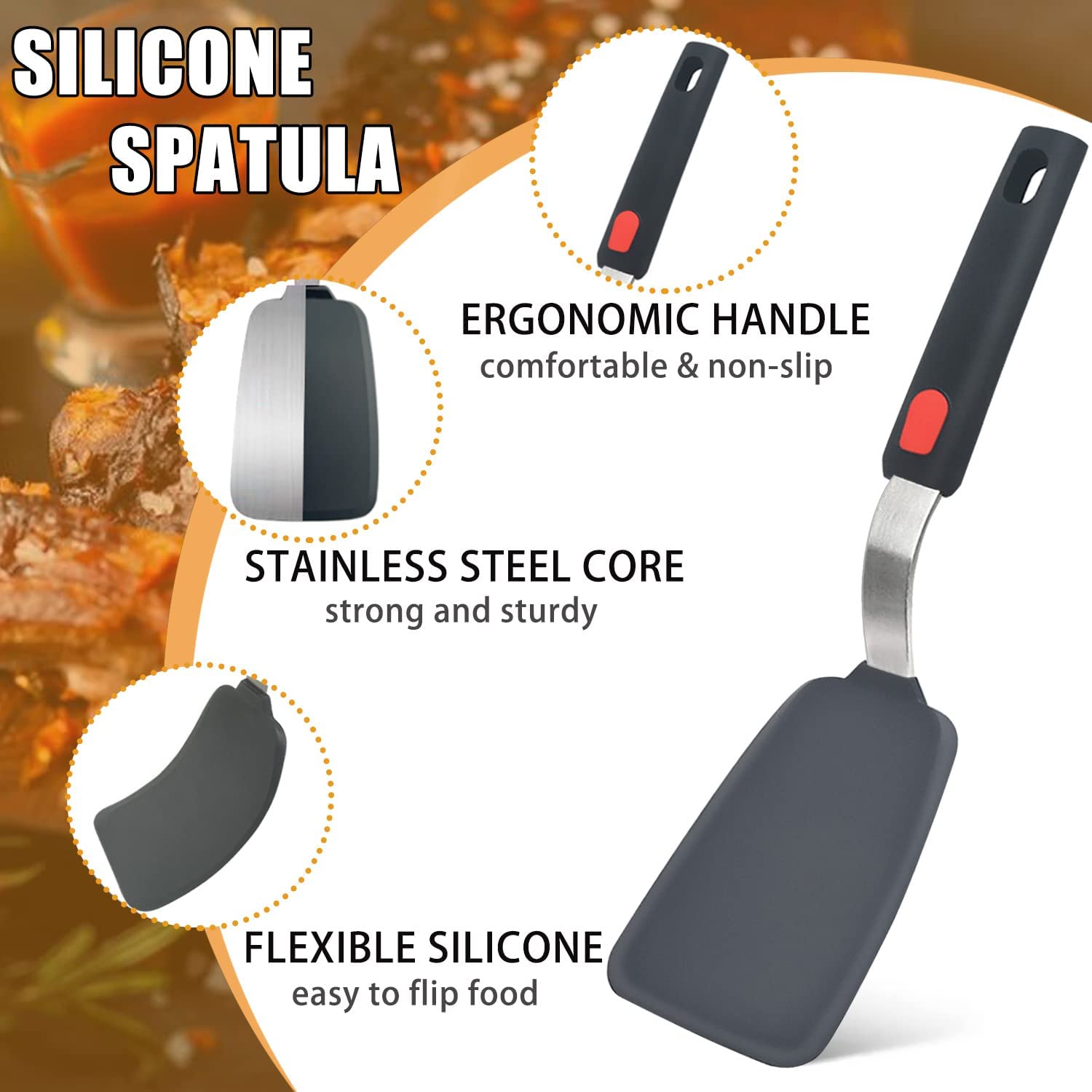 Silicone Spatula Turner Cooking for Nonstick Cookware Flexible Kitchen Utensils BPA Free Wholesale Pancake Batter Dispenser