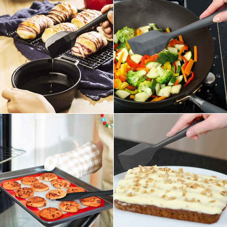 Non-stick Cake Baking Scraper Spatulas Silicone Heat Resistant Set Silicone Bbq Cooking Utensil Spatula Set for Cake Decoration