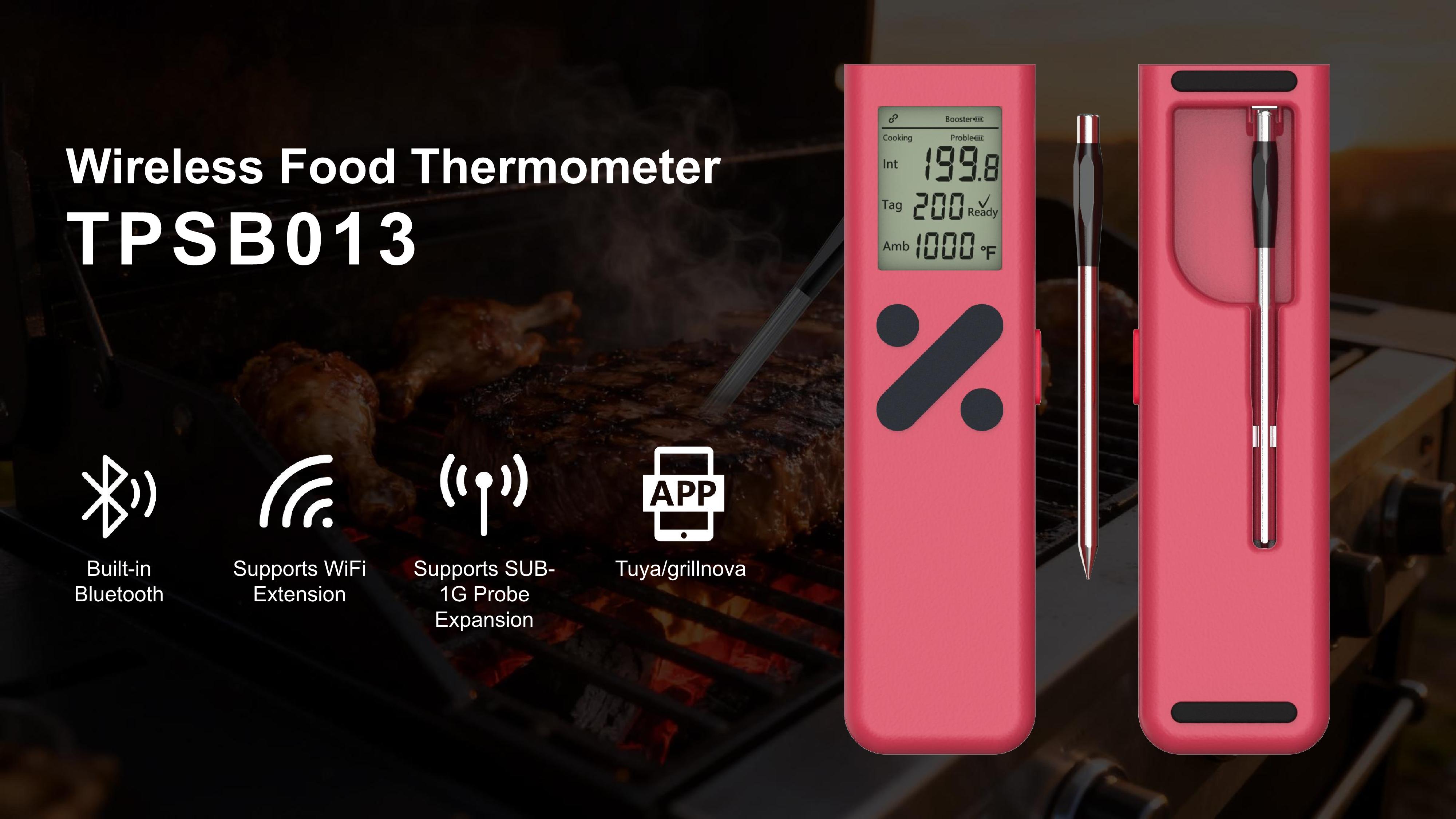 Household USB Rechargeable Digital Kitchen Food Temperature Tester Wireless Meat Barbecue Thermometer With Stainless Steel Probe