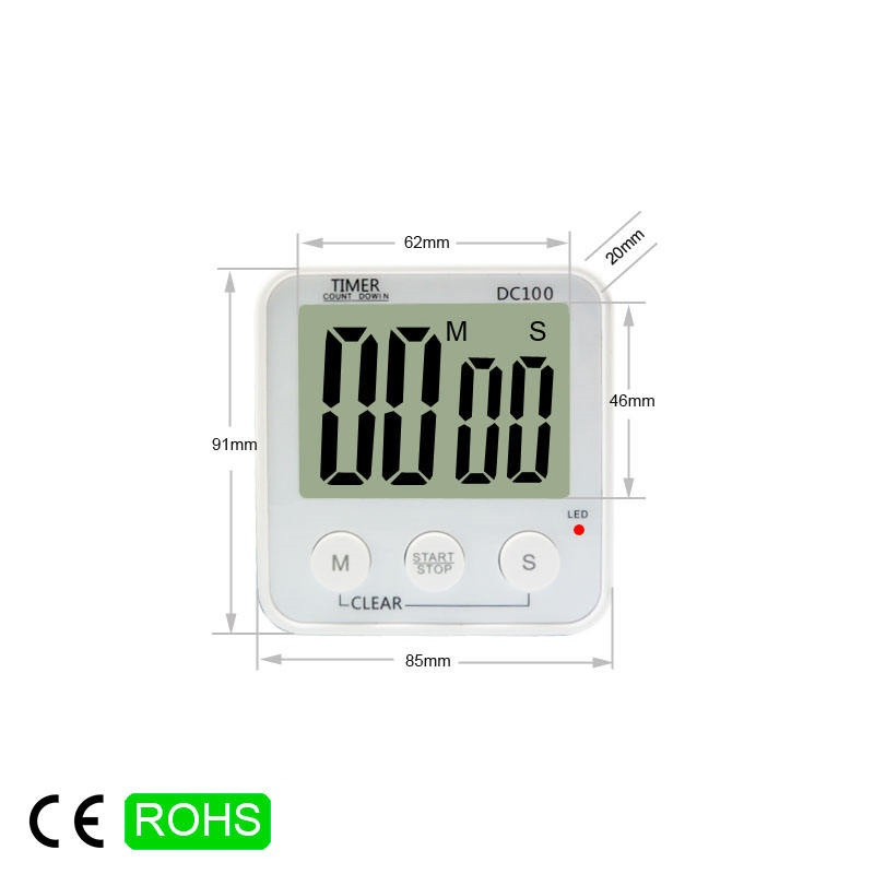 Time Display Cute LED Alarm Indicator Light Digital Kitchen Timer DC100