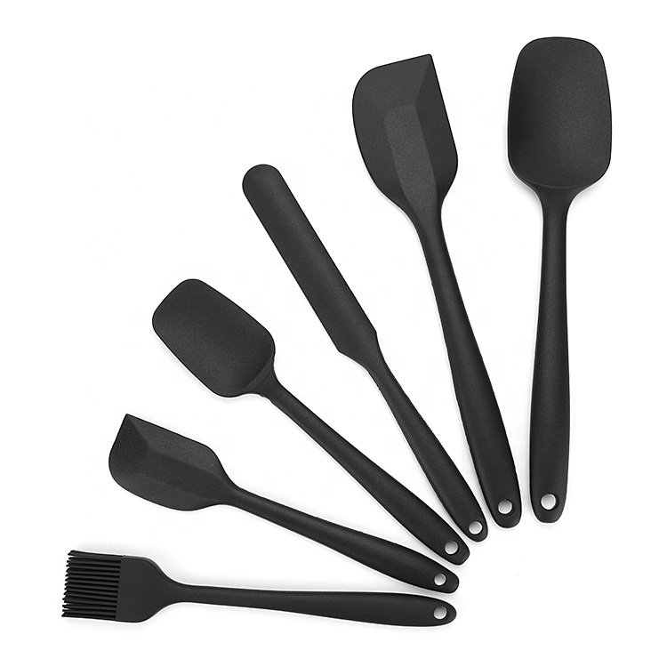 Hot Sales 6pcs Products In Black Colour Baking Tools Home Versatile Heat Resistant Silicon Spatula Set