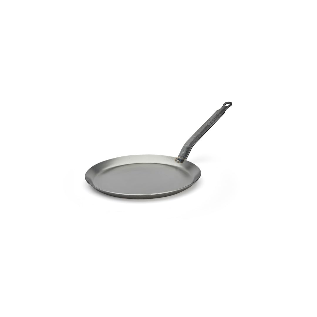 24*2CM Cast Iron Hammered Pizza Pan, 0-coating Non-stick Baking Pan with Extended Heat-resistant Handle, Suitable for All Stoves